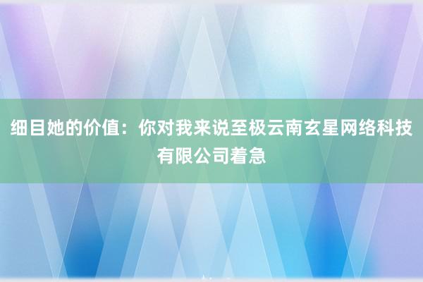 细目她的价值：你对我来说至极云南玄星网络科技有限公司着急