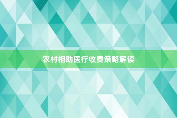 农村相助医疗收费策略解读